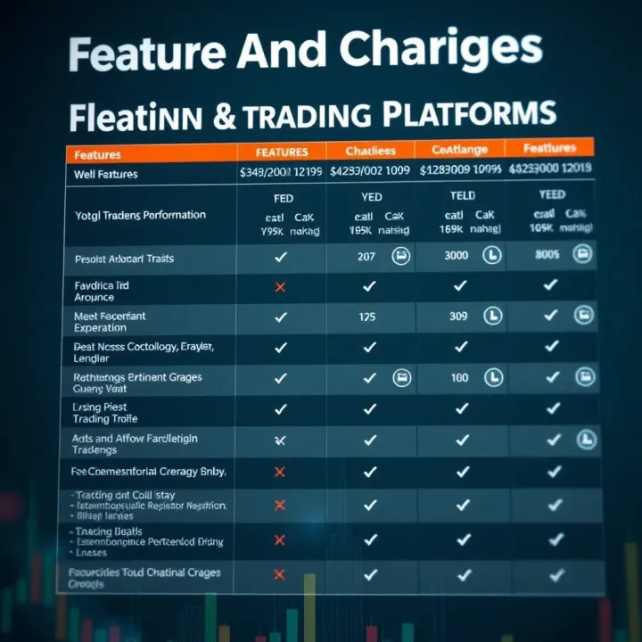 Comparison chart showcasing various features and charges of trading platforms