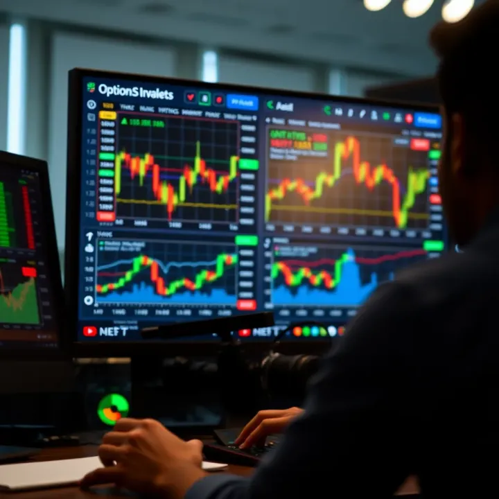 Digital interface displaying options trading charts and market analytics