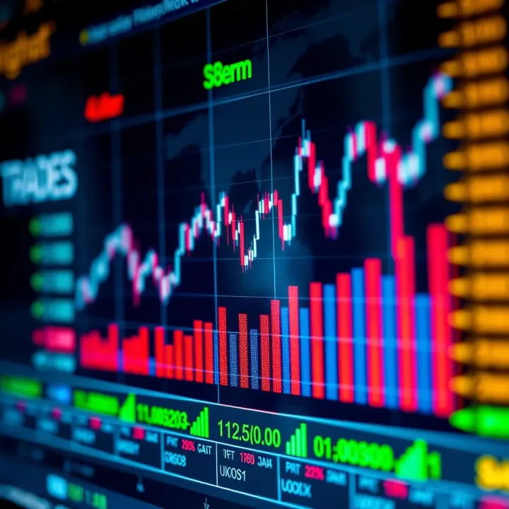 Graph showing fluctuating stock prices during different trading sessions
