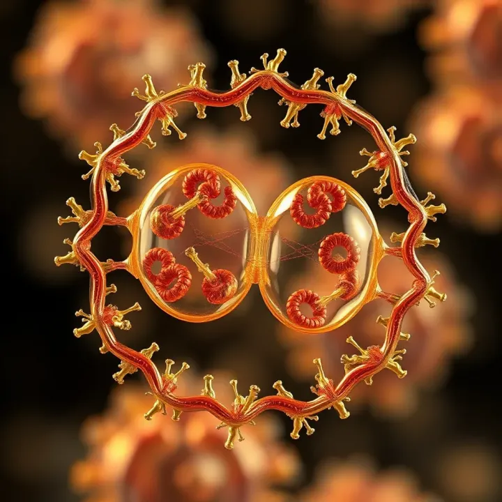 Diagram showing bacterial cell elongation and chromosome replication during division