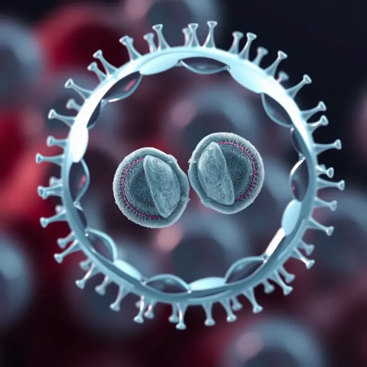 Illustration of two identical bacterial cells after separation from binary fission