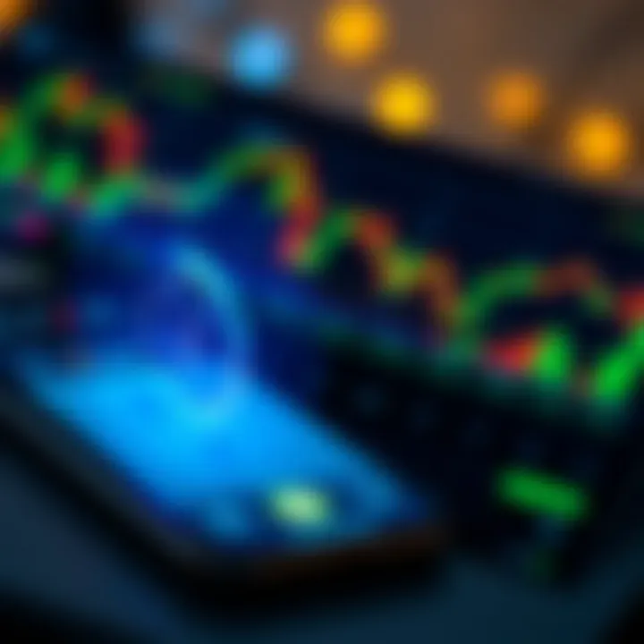 Illustration of a secure mobile platform showing lock icon and digital currency symbols