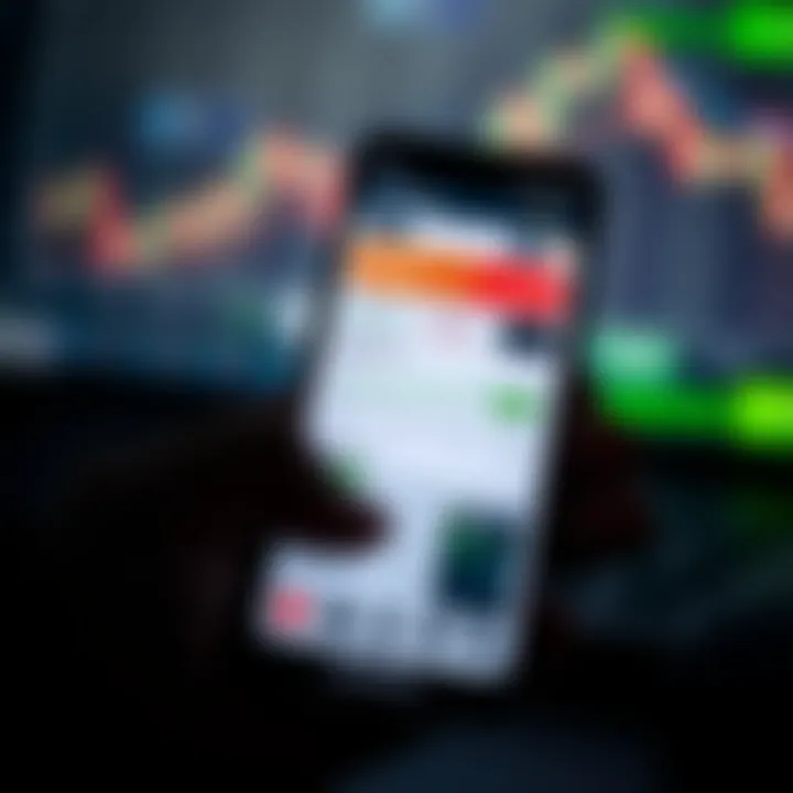 Smartphone screen with trading app dashboard highlighting investment portfolio and analytics