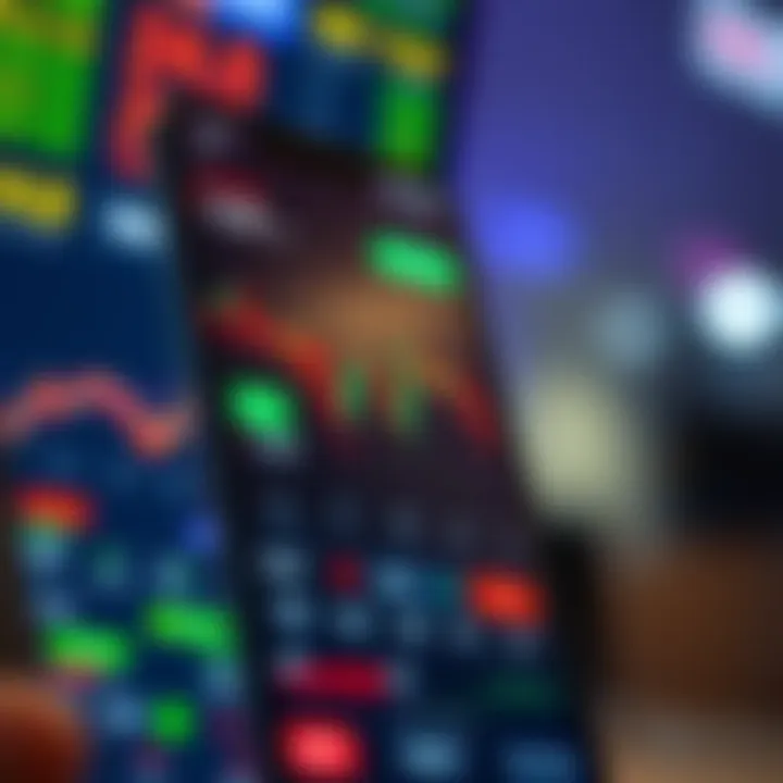 User interface of a popular Indian trading app showing stock prices and market trends