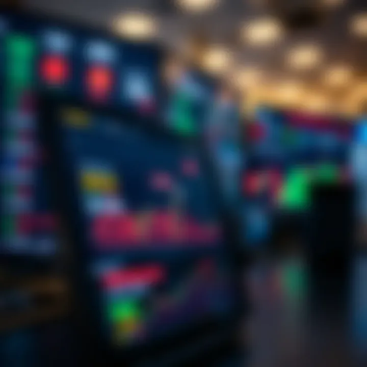 User interface of a trading app displaying market trends and stock performance charts