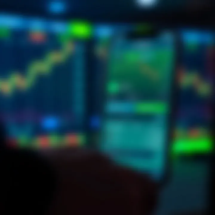 Mobile phone showing a virtual portfolio and risk-free trading options for beginners