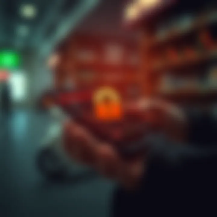 Secure digital transactions with padlock symbol on a smartphone displaying online trading security features