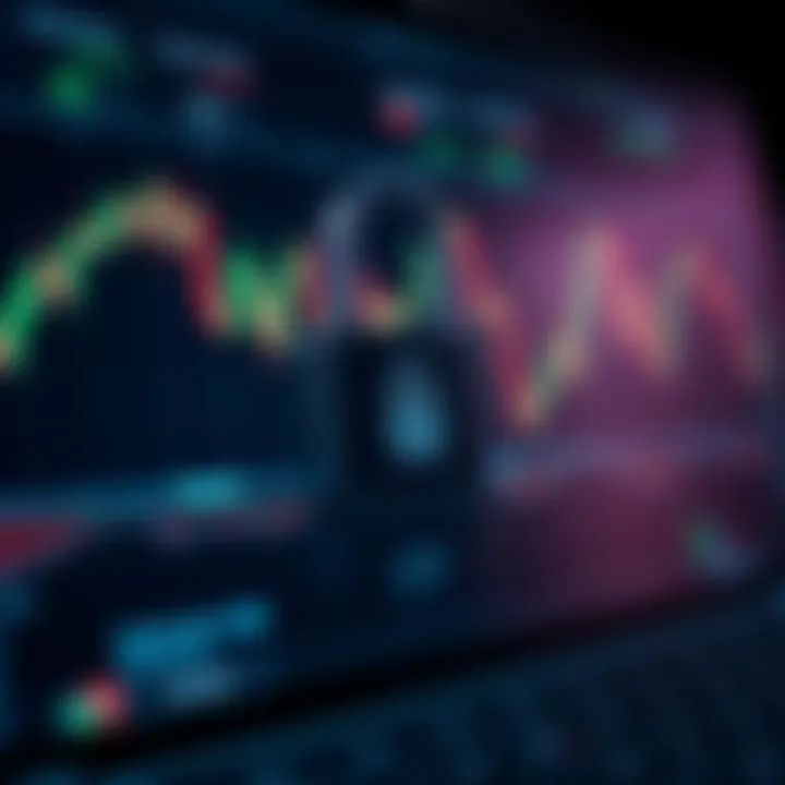 Secure online trading platform with padlock symbol representing data protection