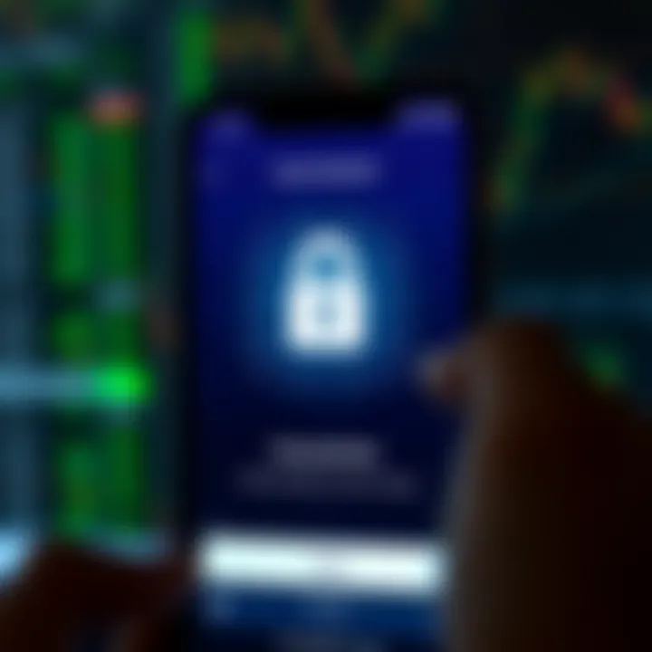 Secure login screen of a forex trading app highlighting data protection