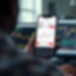 Mobile screen showing interface of a popular free trading app in India with stock charts and market data