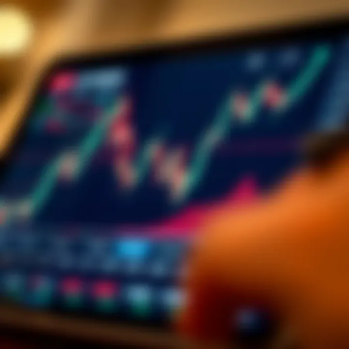 Graph showing fluctuating stock market trends on a digital device screen