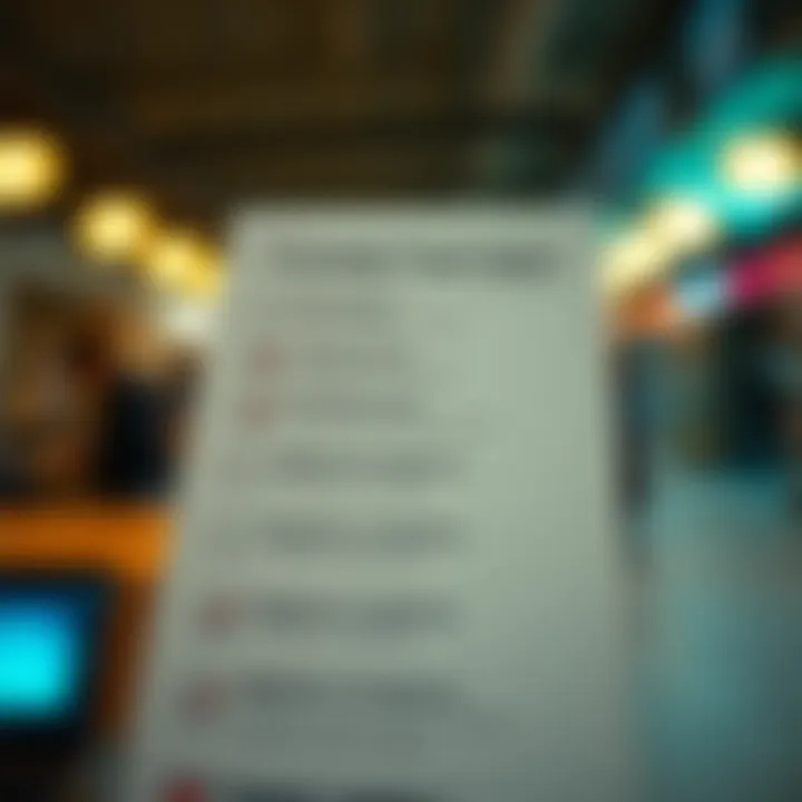 Illustration of a checklist with features and regulatory compliance symbols for trading platforms