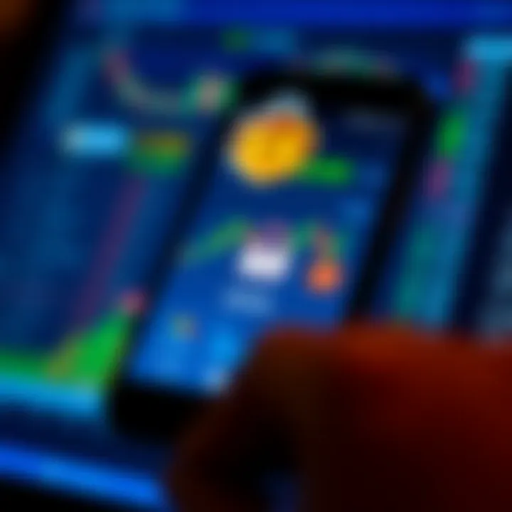 Smartphone screen displaying a secure trading app interface with charts and verification icons