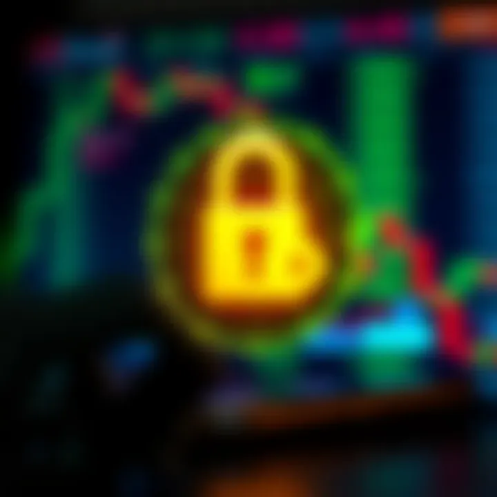 Secure digital padlock symbol over a smartphone screen representing trading app security features