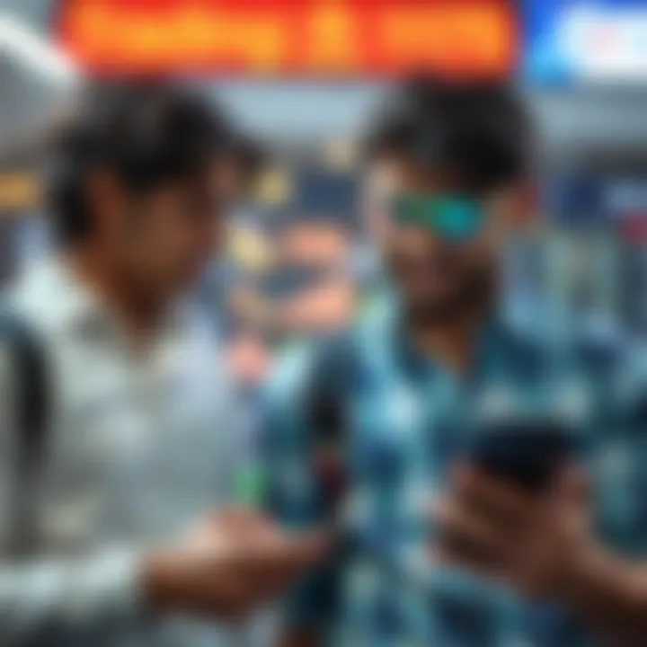 User comparing features of different trading apps on a smartphone