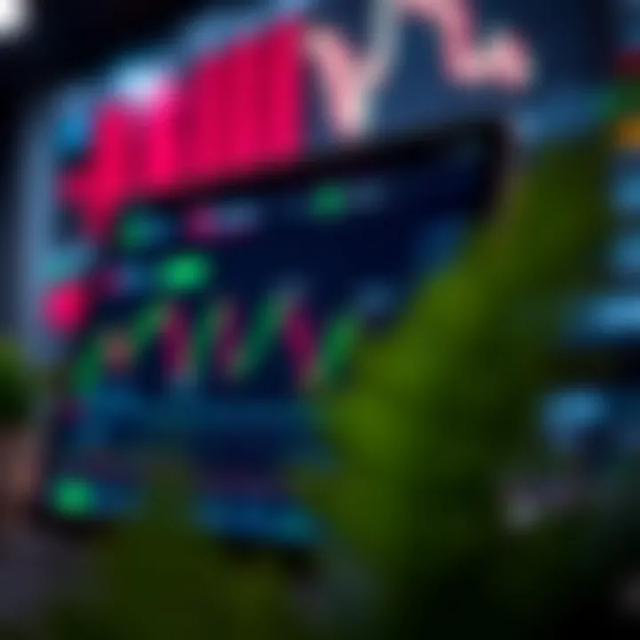 Interface of a live trading app displaying real-time stock charts and market data