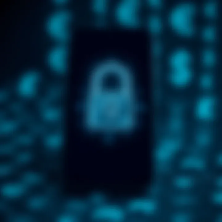 Secure digital padlock symbol overlaid on a smartphone with currency symbols in the background