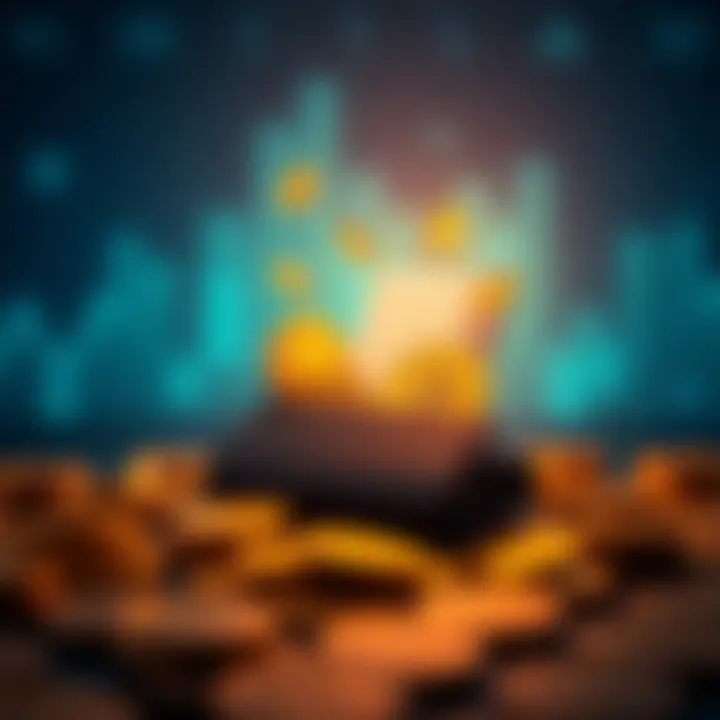 Illustration of a digital wallet with coins and currency symbols indicating easy investment access