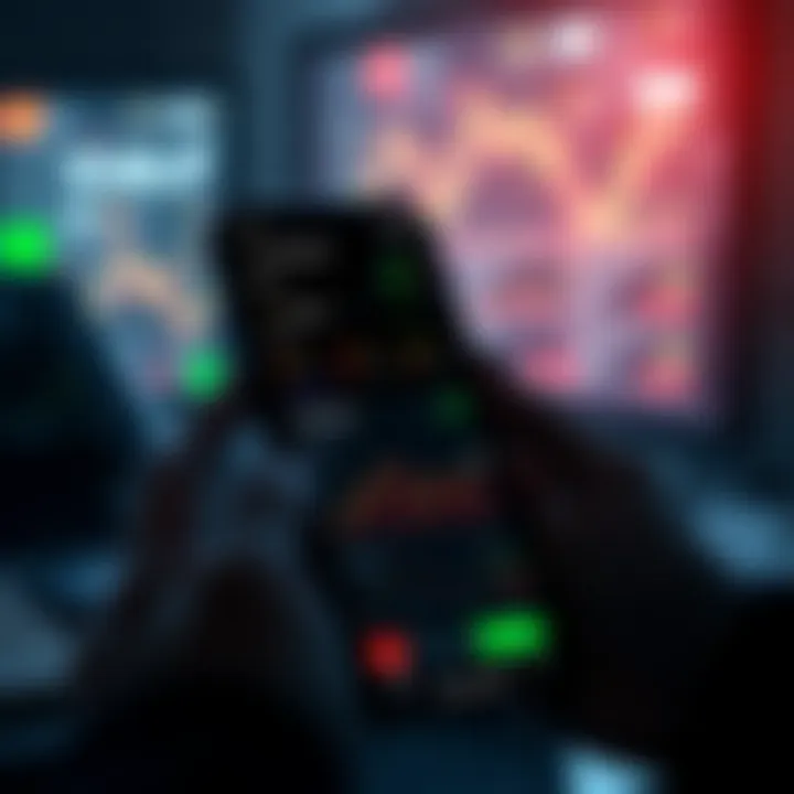 User interface displaying investment portfolio and real-time trading charts on a mobile device