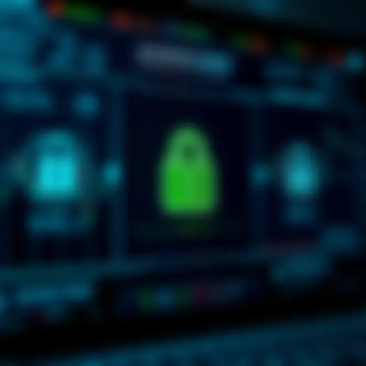 Secure login screen with advanced encryption symbols emphasizing data protection