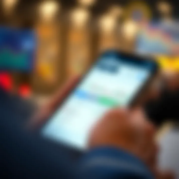 Mobile phone displaying a user-friendly trading app interface with stock charts and investment options