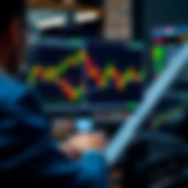 Illustration showing a person comparing different forex brokers on a computer screen