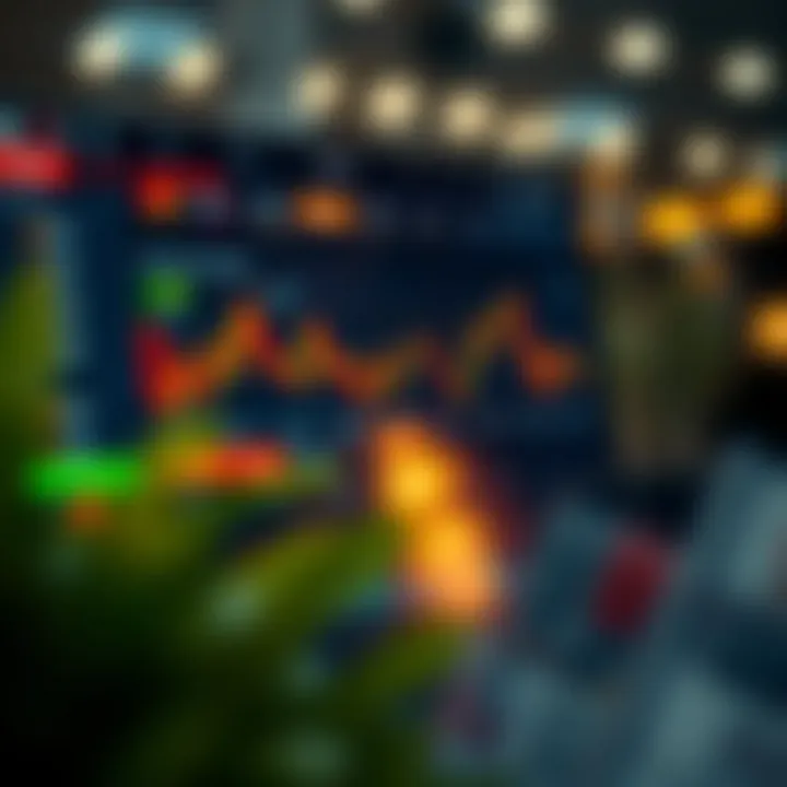 User interface of a legal trading app displaying stock market charts and trading options