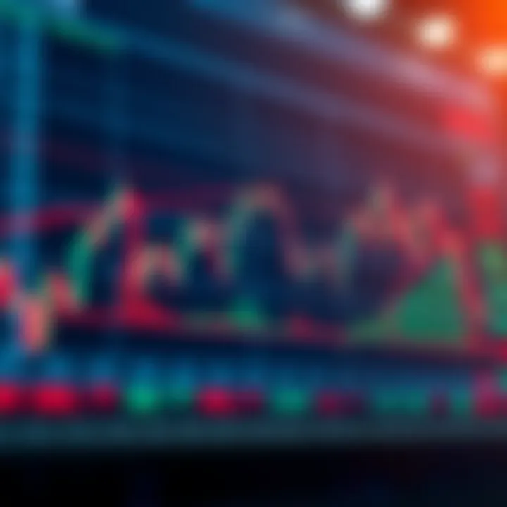 Intraday stock market chart showing candlestick patterns and volume indicators