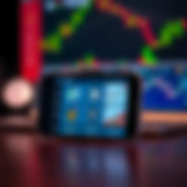 Illustration of a mobile device showing popular trading platforms in India with security icons and trading charts