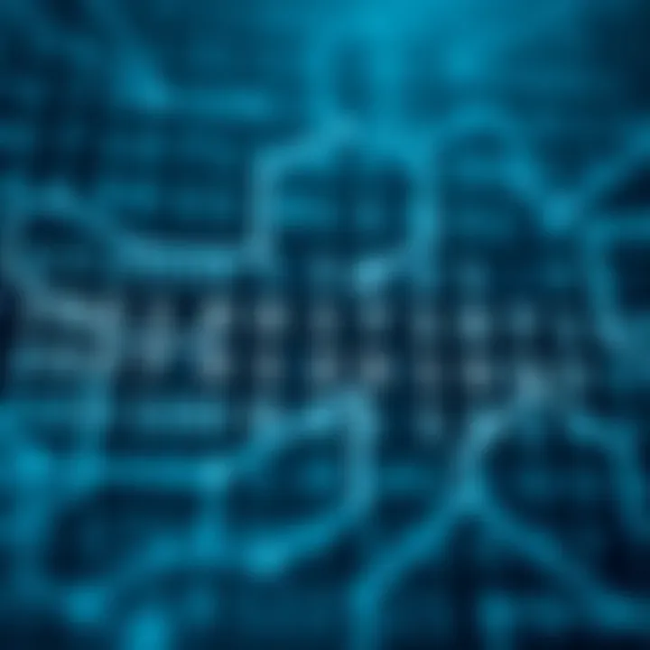 Visual representation of binary code using zero and one symbols interconnected in a circuit-like pattern