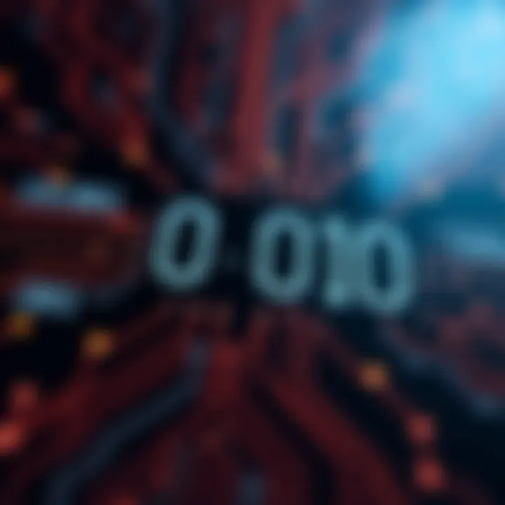 Visual representation of binary digits forming a digital circuit pattern