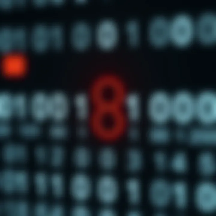 Diagram showing binary digits representing the decimal number eight