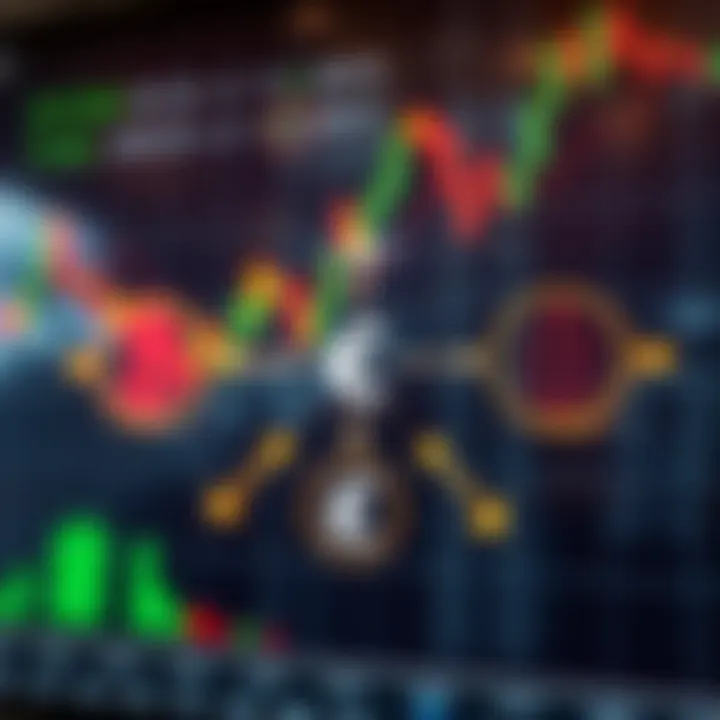 Conceptual graphic showing currency symbols connected by arrows representing trading strategies and market dynamics