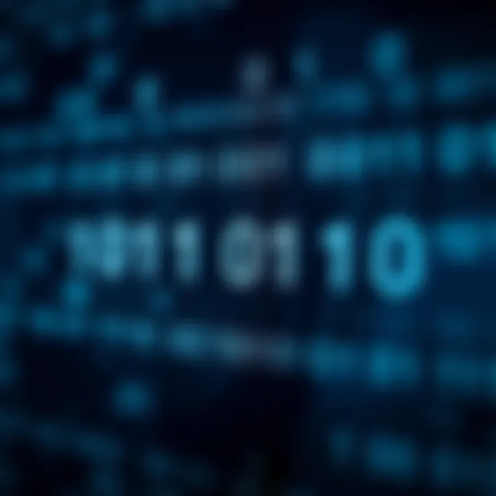 Diagram illustrating the binary numbering system with bits representing data values