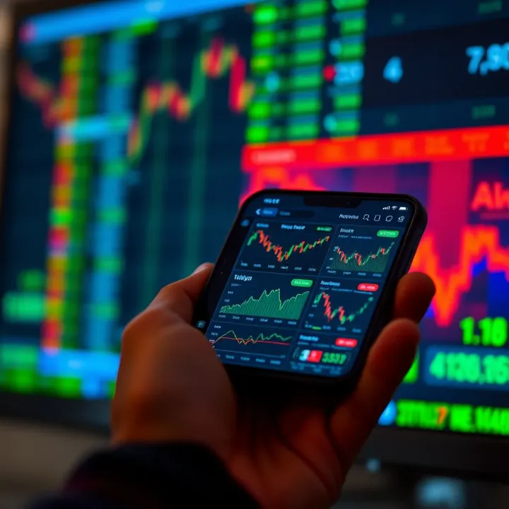 Overview of Popular Trading Applications in India Smartphone screen displaying multiple trading app interfaces with charts and financial data