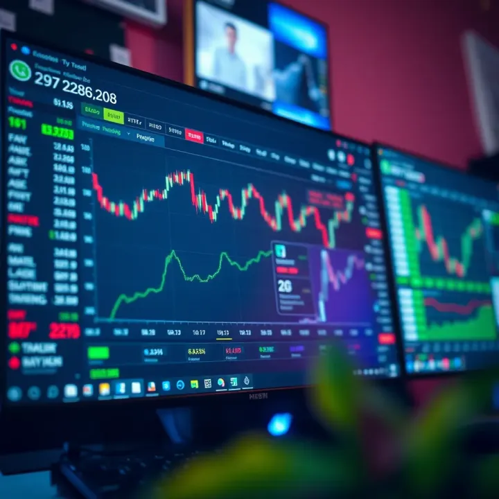 User interface of an Indian online trading application showing various stock market charts and trading options on a computer screen