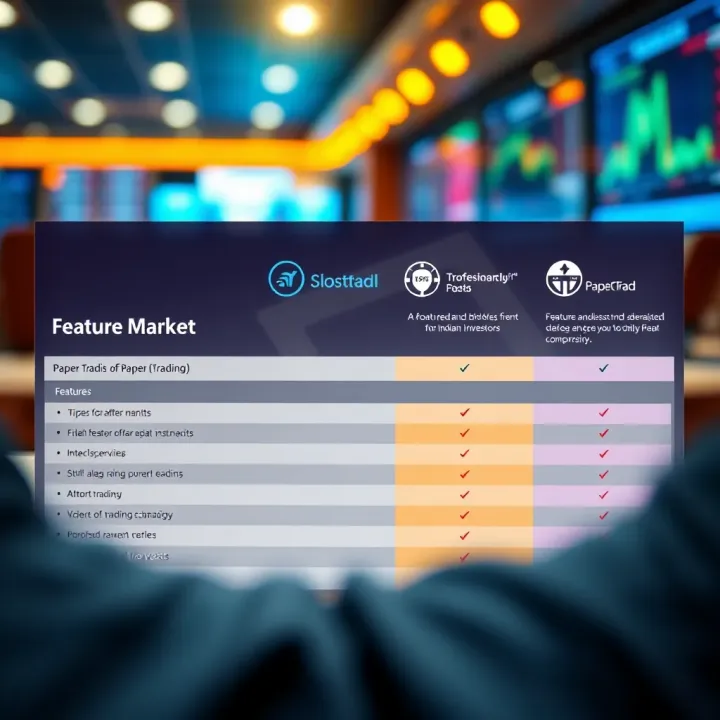 Comparison chart highlighting features and benefits of popular paper trading websites used by Indian investors