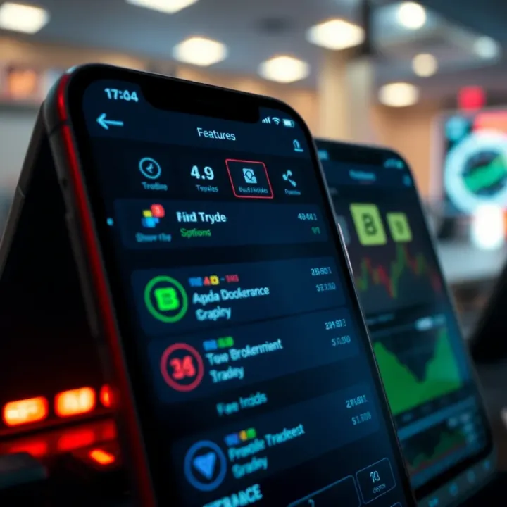 User interface displaying options and fees on a low brokerage trading application