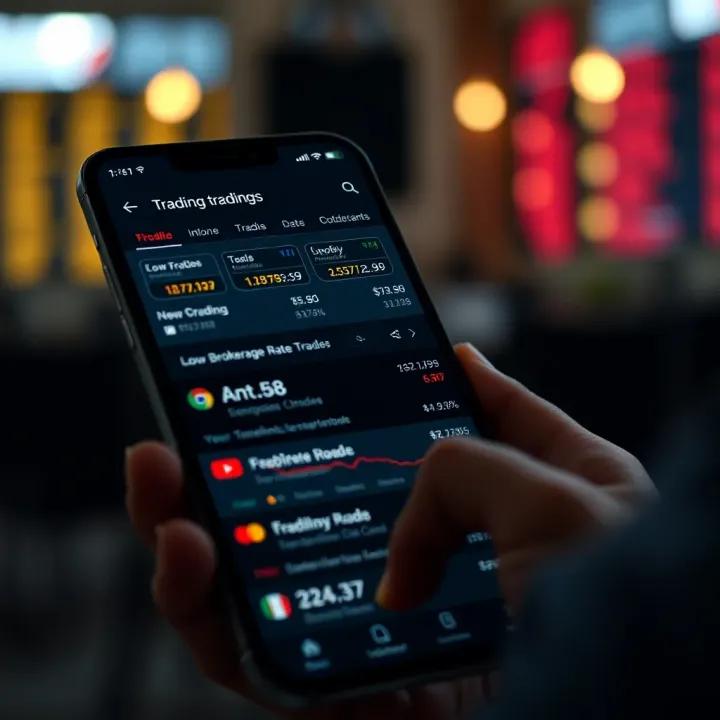 Overview of Features and Costs in Popular Trading Apps User interface of a trading app showing key features and low brokerage rates
