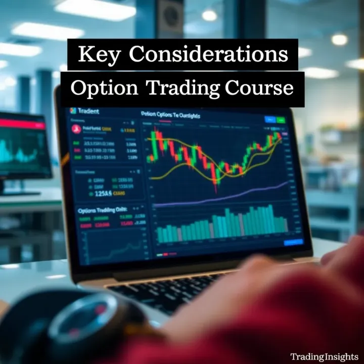 Illustration showing key factors to consider when selecting an options trading course online in India