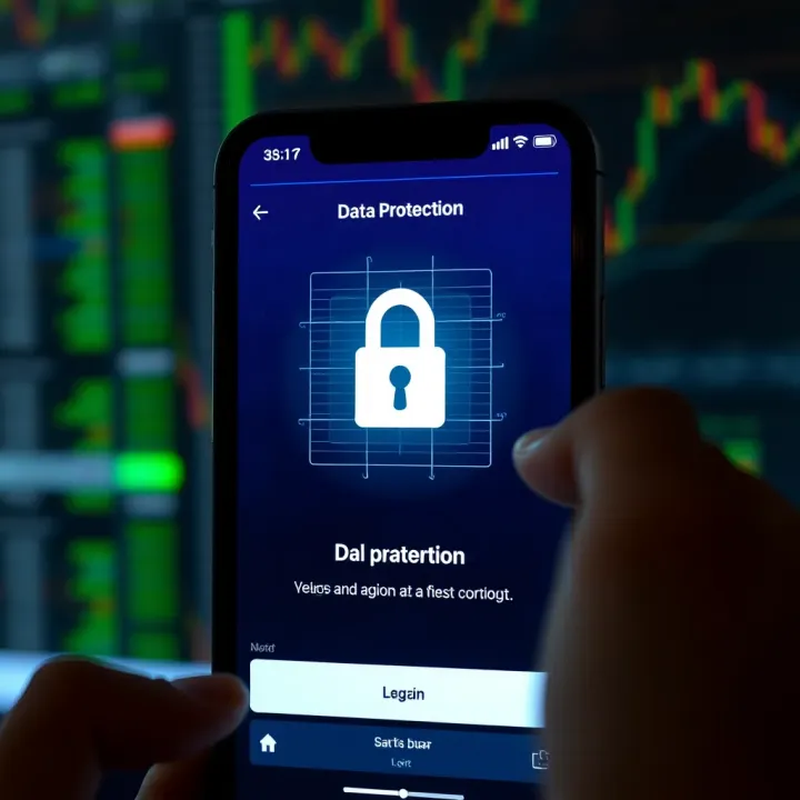 Secure login screen of a forex trading app highlighting data protection