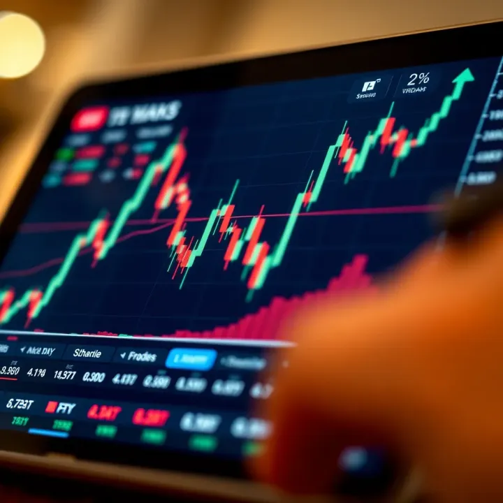 Graph showing fluctuating stock market trends on a digital device screen