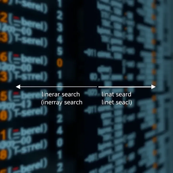 Diagram illustrating the sequence of operations in a linear search algorithm scanning an unordered list