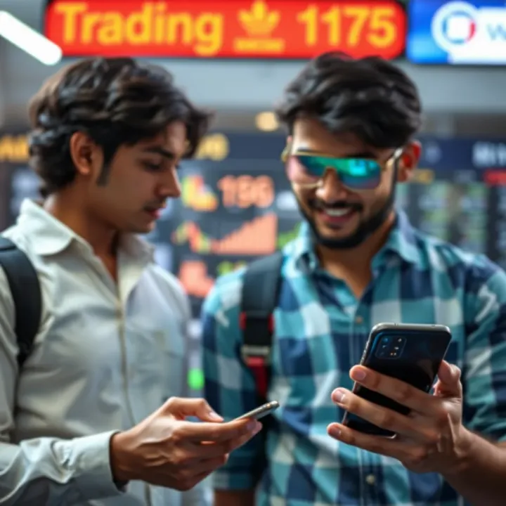 User comparing features of different trading apps on a smartphone