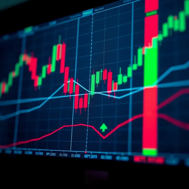 Illustration of common bullish and bearish candlestick patterns on a trading chart