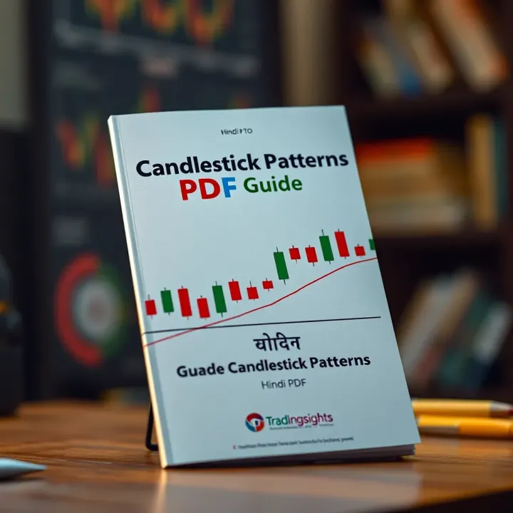 Cover page of a Hindi PDF guide on essential candlestick patterns for stock analysis