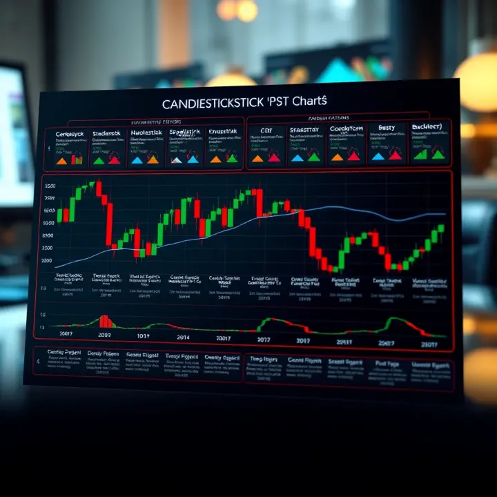 Visual guide displaying key candlestick patterns alongside descriptions for easy identification and interpretation