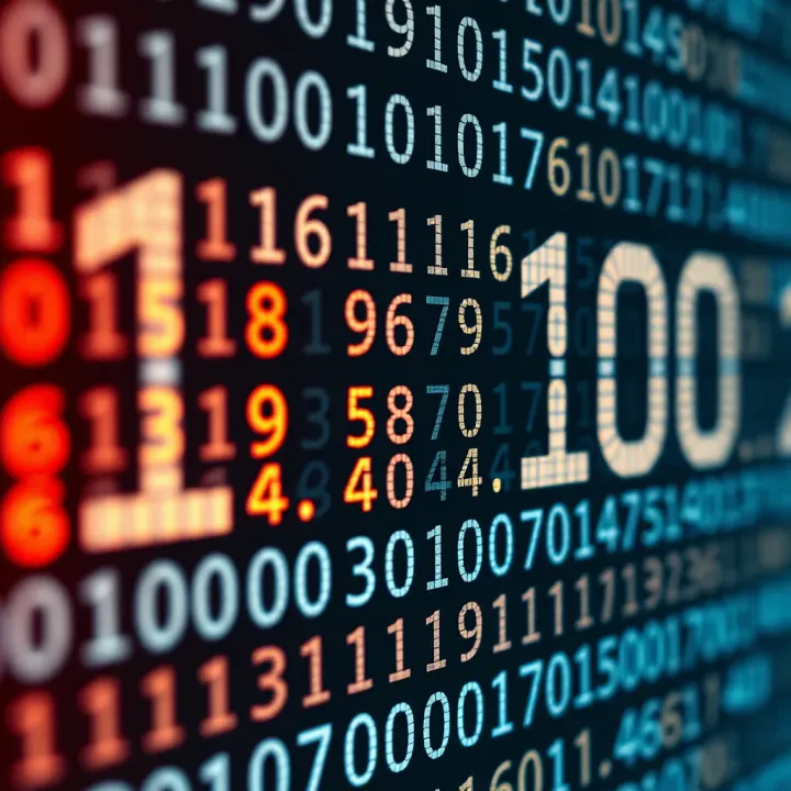 Visual representation of binary digits aligned with corresponding English letters showcasing character encoding