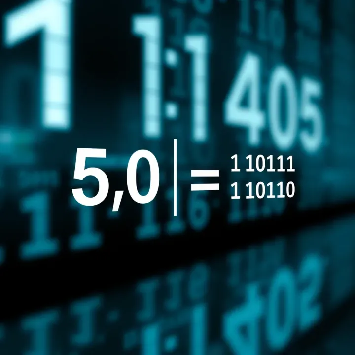 Diagram illustrating the division of a decimal number by two showing remainders used to generate binary digits