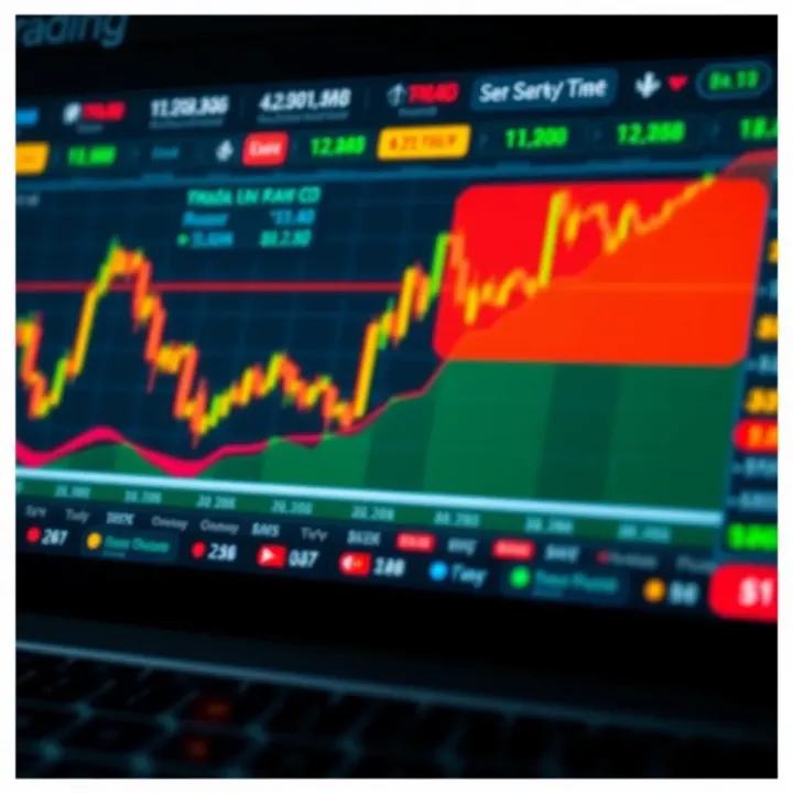Graphical representation of stock market trends with interactive features for practice trading